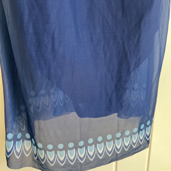 Navy Blue Patterned Women's Swim Dress - Picture 3 of 7